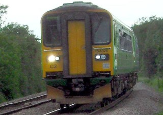 Supra Nottingham to Skegness train 153376 approaching Bottesford, July 2007