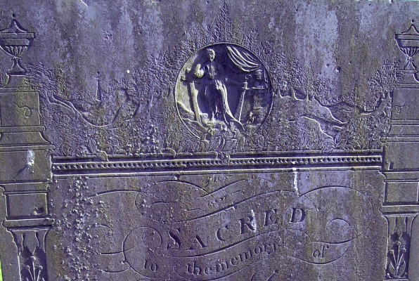 The gravestone of Lucy and George Lamb, St Mary's Churchyard. Slate, probably from North Wales.