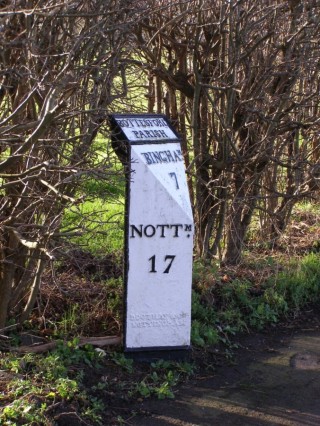 The turnpike milepost on Grantham Road