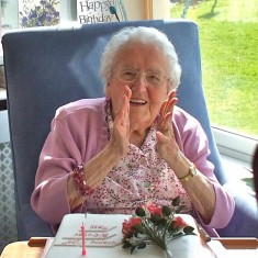 Mary Topps celebrating her 100th birthday