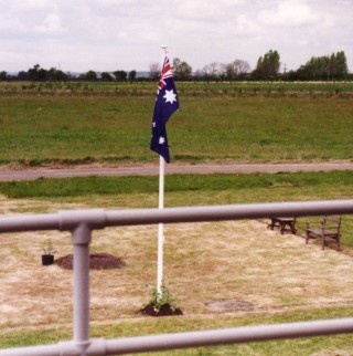 Commemorative flag hoisted at Bottesford in May, 1995.