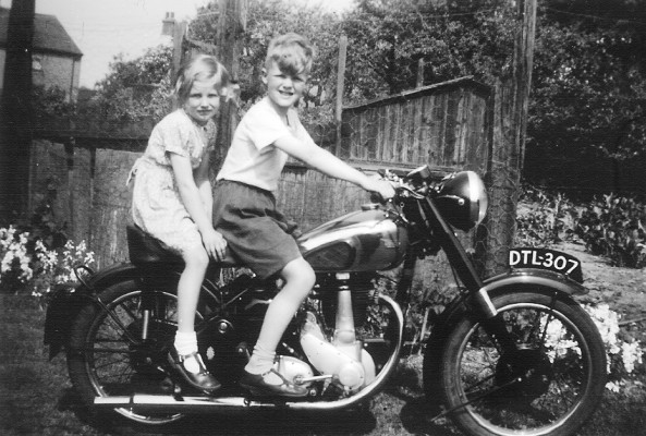 Susan and Cyril Bray 'borrowing' Gerald Coy's motorbike!
