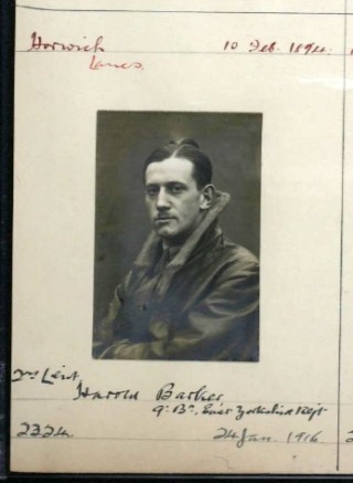Royal Aero Club pilot certificate entry for 2nd Lieut. Harold Barker