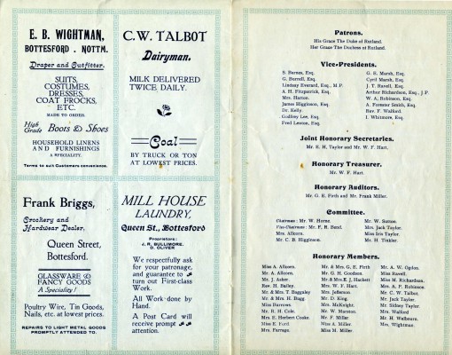 Membership of the Bottesford Amateur Operatic Society - Iolanthe Programme 1925