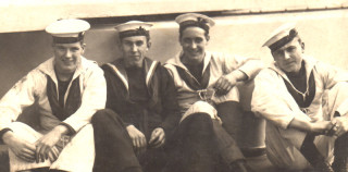 Aboard Barham, Gibralta, Jan 1924 - A. Bradshaw second from left.