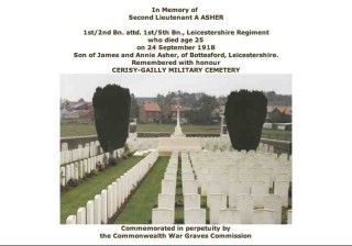Albert_Asher_CWGC Albert Asher's Commonwealth War Graves Commission entry in the 'Debt of Honour Register