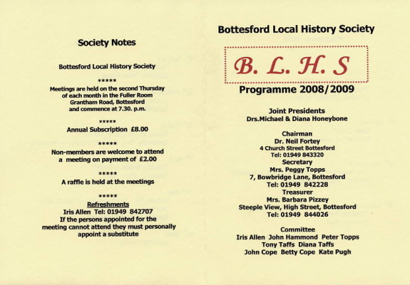 Bottesford Local History Society 2008-2009