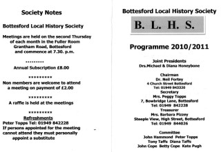 Bottesford Local History Society, 2010-2011