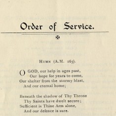 Dedication of WW1 Memorial, Order of Service, June 2nd 1921