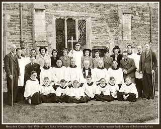 BOT100_001_07BOTC01_resized Bottesford choir, 1946: John Thomas Ravell, churchwarden, standing at left.