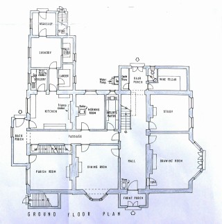BOT204_018_groundfloor_02_v3 The plan of the ground floor of the Rectory during the 1950s.