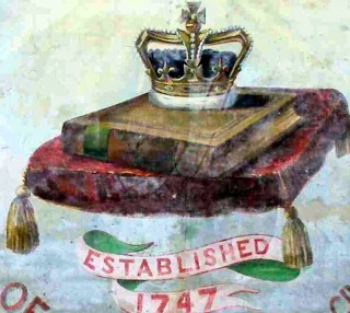 Bottesford Friendly Society banner, detail showing the date of the founding of the society Bottesford Friendly Society banner, detail showing the date of the founding of the society