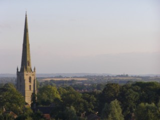 Looking SW from Beacon Hill past Bottesford spire towards Barkestone spire and the Marlstone Rock escarpment.