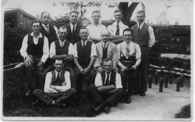 Skittle team - Joe Bolland middle row on right hand side. | Mrs Anne Hewitt, Bottesford Local History Archive