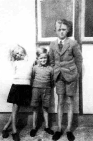 The Bradshaw children on holiday at Happisburgh, Norfolk, in 1948: Angela, Michael and John.