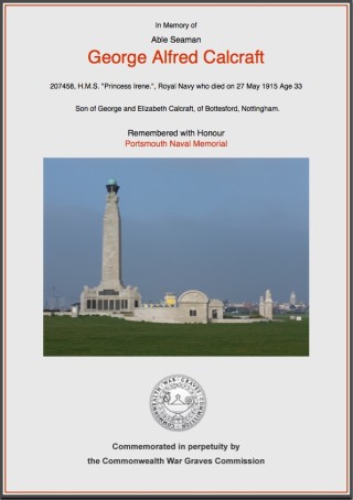 Calcraft_CWGC G. Alfred Calcraft