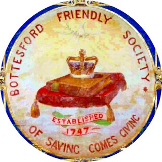 A crop showing the central round panel of the Bottesford Friendly Society marching banner. | Bottesford Local History Society