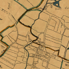 Bottesford Enclosure Map 1771 - detail showing boundaries of Bottesford, Easthorpe and Normanton. North is to the left, and the church shown is Bottesford St Mary's parish church. | Mike Saunders