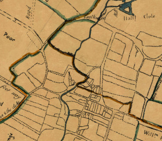 Bottesford Enclosure Map 1771 - detail showing boundaries of Bottesford, Easthorpe and Normanton. North is to the left, and the church shown is Bottesford St Mary's parish church. | Mike Saunders