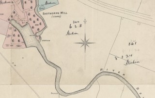 Copy_of_plan_11_crop_1 The area south of Grantham Road from Easthorpe Mill (left) to the site of Hoe's brickyard (right), 1920.