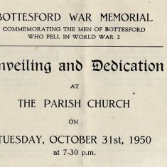 Dedication of the WW2 Memorial, Order of Service, October 31st, 1950