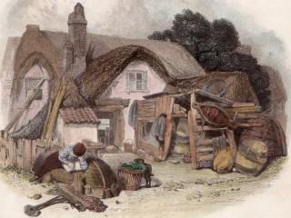 Crabbe_s_Father_s_House_colour_crop House of Crabbe's Father by C. Stanfield A.R.A. engraved by E. Findon. Stanfield has portrayed the young Crabbe deep in his book, the deck mop lying idle at his feet.