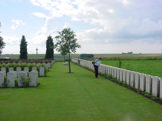 Pte. Cyril Gale's grave at Le Cateau Military Cemetery in France
