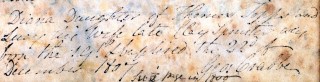 Muston Parish Register 1807 Baptism of Diana Topps, daughter of Thos. Topps and Lucy his wife, recorded by George Crabbe