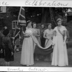 Festival of Britain Colour Parade going to St Mary's Church Bottesford, 1951: Dorothy Calcraft and attendants