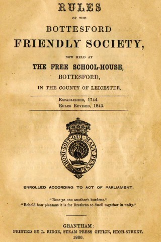 Friendly_society_rules_1860_Peacock_crest_crop Friendly Society Rule-Book 1860