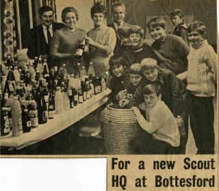 Fundraising_1971LR Fund raising for the new Scout Centre in 1971. Standing rear left to right: Mr and Mrs Eric Buxton, Mrs Roseanne Durham and Mr Jay Howitt