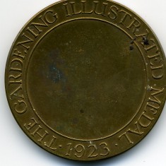 Garden_Medals_tails282 Reverse side of Bronze Vegetable & Flower Show Medal awarded to Mr. Harry Bateson in 1923