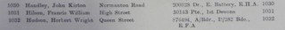 Francis William Hilson's entry in the 1918  Bottesford Absent Voters List