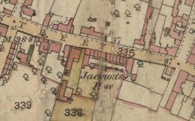 Jacksons_Row_crop1 Map, 1884, showing Jackson's Row, later known as Butcher's Row, High Street.