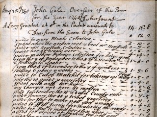 Extract from the Muston Overseers of the Poor Account Book 1730 - 1786, John Gale, Overseer