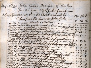 John_Gale_Overseer Extract from the Muston Overseers of the Poor Account Book 1730 - 1786, John Gale, Overseer