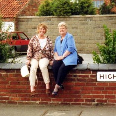 Margaret Montegriffo and Angela Bradshaw on the wall of the Rutland Arms a few years ago.