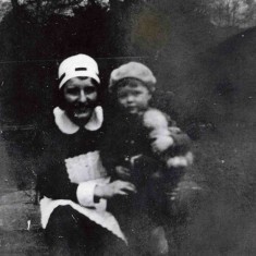 Mary working as a nursery maid with one of her charges at Glebe House, Muston