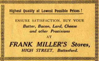 Miller_advert463 Frank Miller Stores advert advert from the 1926 Bottesford Amateur Operatic Society programme for 'The Pirates of Penzance'
