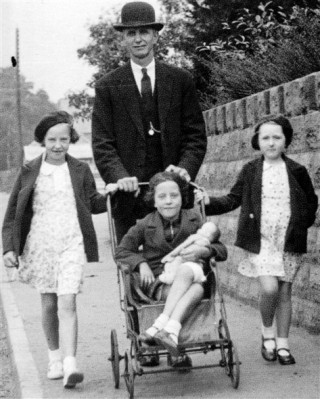 Mr_Sellers___girls_ouside_Acacia_House__crop Uncle Edgar Culpin with his two daughters Betty and Barbara (in pushchair) and my cousin Sheila.
