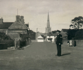 Sgt Bradshaw on point duty at Bottesford, 1950, at the junction of Belvoir Road and the Market Place | Michael Bradshaw