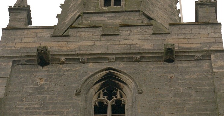 Carvings on the west face of the tower.