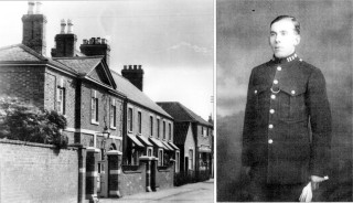 Left:Bottesford Police Station c. 1950. Right:Constable (later Sergeant) Arthur Bradshaw 1929