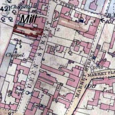 Queen_St_a3_crop_label Map showing site of Queen St Mill