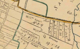 Ravell_landMillLane William Ravell's land adjoining Mill Lane (now Belvoir Road).