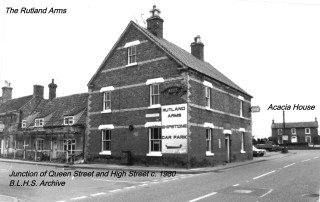 The Rutland Arms on the corner of Queen Street. Right: Accacia House