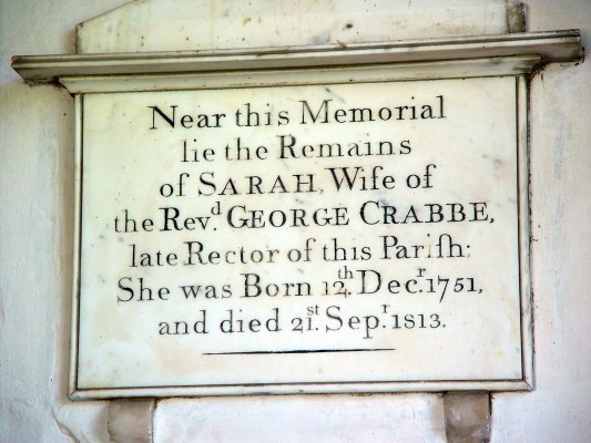 Memorial to Sarah Crabbe, Church of St. John the Baptist, Muston