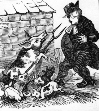 C19th cartoon, Refusing Tithe