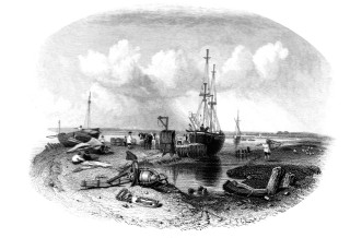 Slaughden_Quay_cropped,_enhanced Slaughden Quay by C. Stanfield A.R.A. engraved by E. Findon
