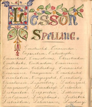 Spelling From William Samuel's 1882 home lesson book
